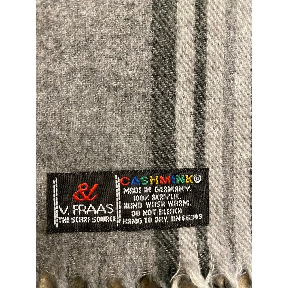 Cashmink Gray Plaid Cashmere Feel Scarf